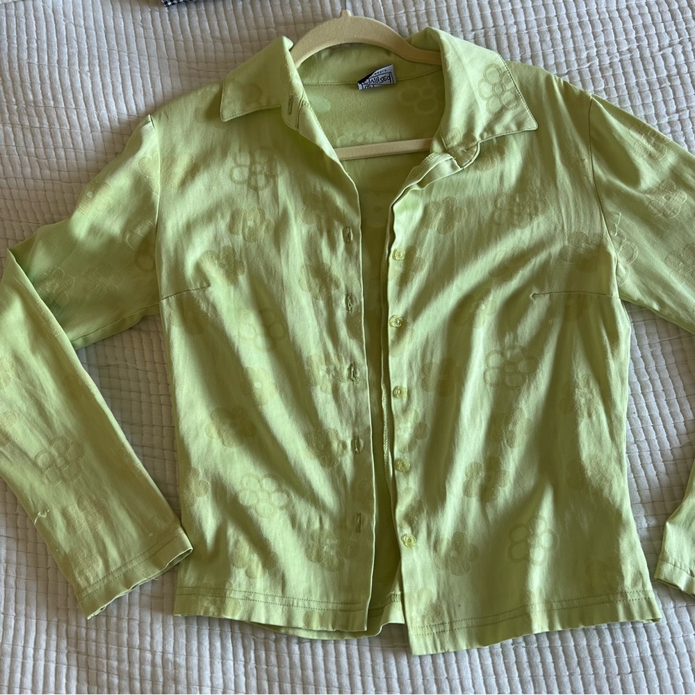 Vintage Green/Yellow Button up